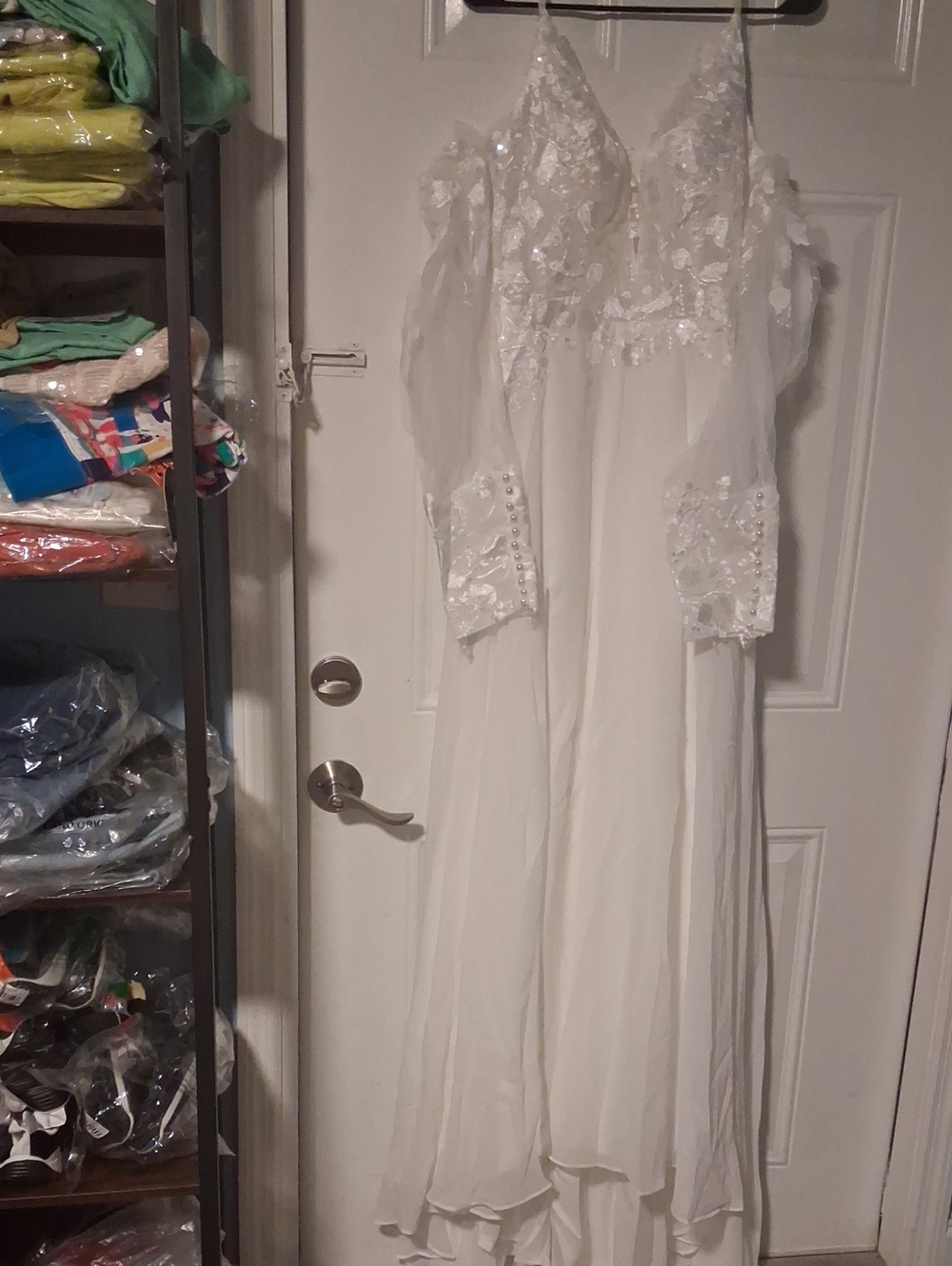 White Lace Maxi Dress with Sheer Floral Bodice